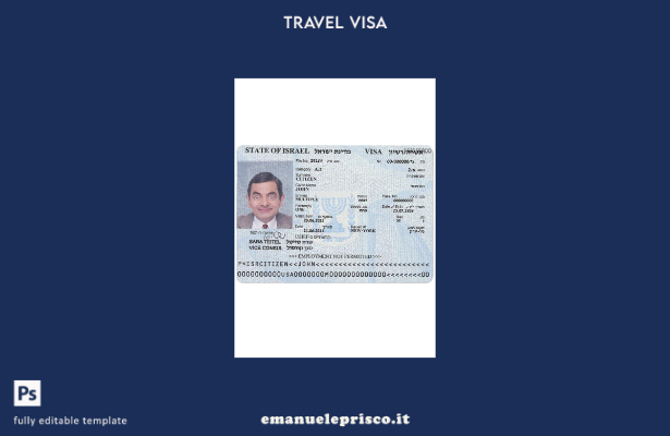 modello di visto per Israele in stile verificato